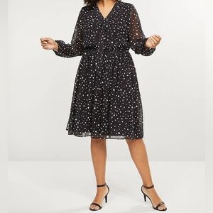 Lane Bryant | Polka Dot Tie-Neck Fit & Flare Dress